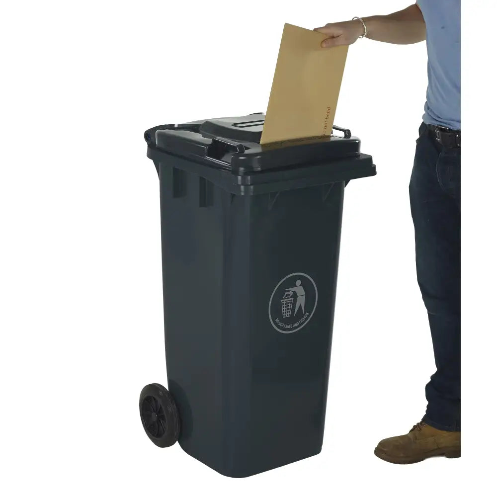 Wheeled bins with letter slot lid