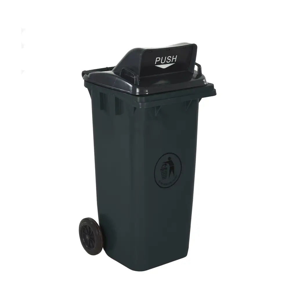 Wheeled bins with push flap lid