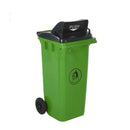 Wheeled bins with push flap lid