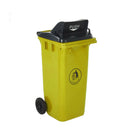 Wheeled bins with push flap lid