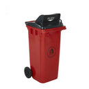 Wheeled bins with push flap lid