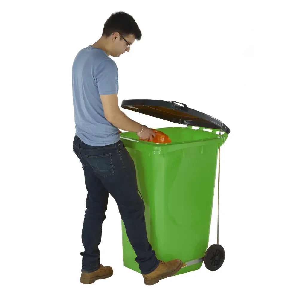 Wheeled bins with side pedal