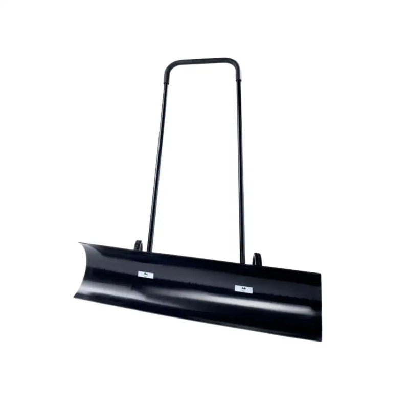 Wide wheeled snow pusher plough
