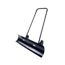 Wide wheeled snow pusher plough